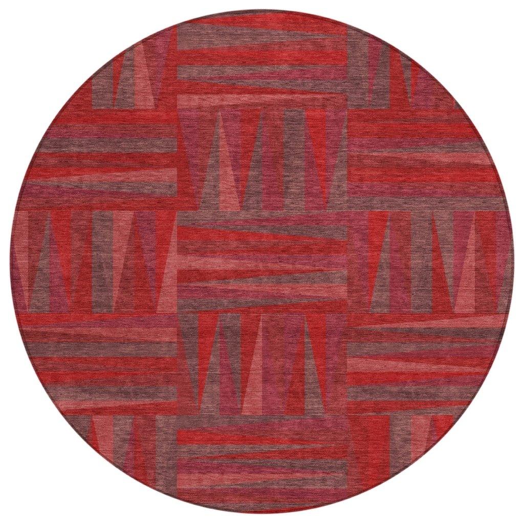 Azura Red Washable Indoor-Outdoor Rug-Outdoor Rugs-LOOMLAN Rugs-8' x 8'-LOOMLAN