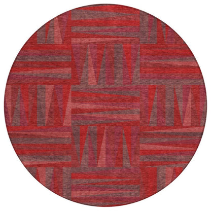 Azura Red Washable Indoor-Outdoor Rug-Outdoor Rugs-LOOMLAN Rugs-8' x 8'-LOOMLAN
