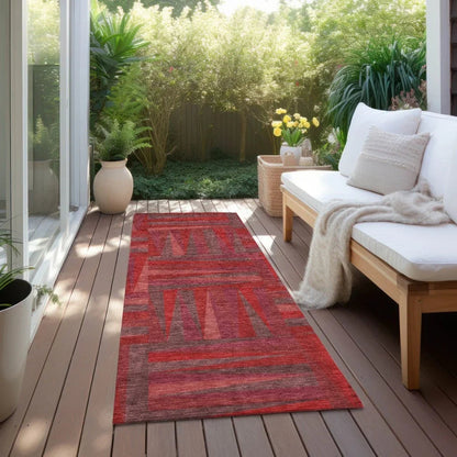 Azura Red Washable Indoor-Outdoor Rug-Outdoor Rugs-LOOMLAN Rugs-LOOMLAN