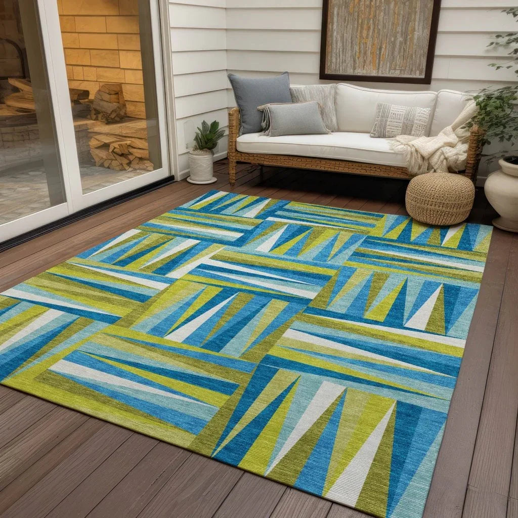 Azura Teal Washable Indoor-Outdoor Rug-Outdoor Rugs-LOOMLAN Rugs-LOOMLAN