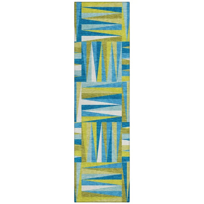 Azura Teal Washable Indoor-Outdoor Rug-Outdoor Rugs-LOOMLAN Rugs-2'3" x 7'6"-LOOMLAN