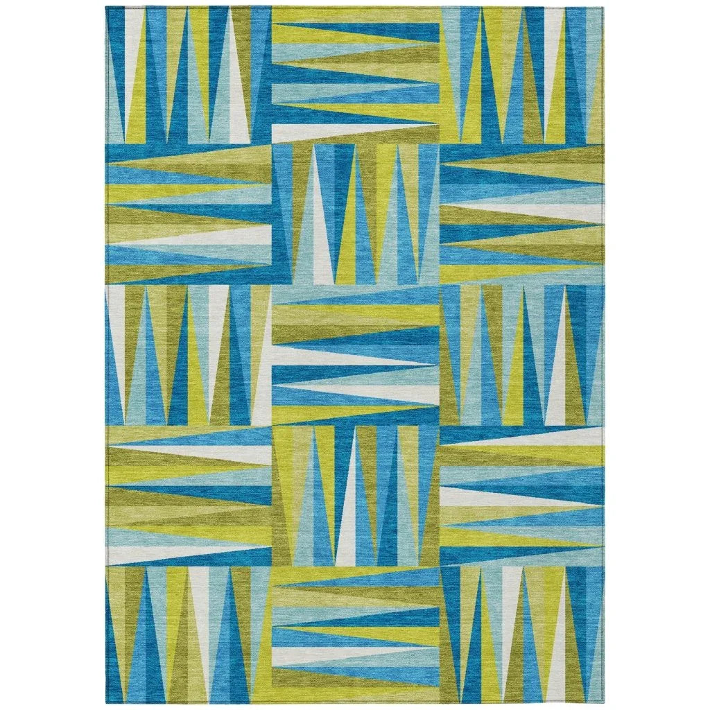 Azura Teal Washable Indoor-Outdoor Rug-Outdoor Rugs-LOOMLAN Rugs-2'6" x 3'10"-LOOMLAN