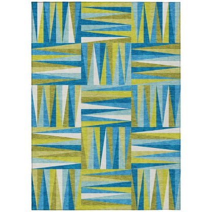 Azura Teal Washable Indoor-Outdoor Rug-Outdoor Rugs-LOOMLAN Rugs-2'6" x 3'10"-LOOMLAN