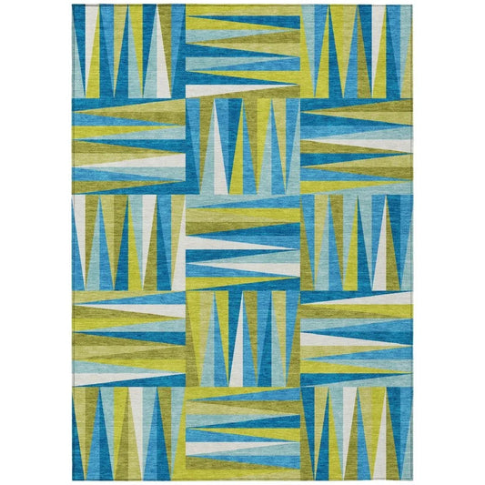 Azura Teal Washable Indoor-Outdoor Rug-Outdoor Rugs-LOOMLAN Rugs-2'6" x 3'10"-LOOMLAN