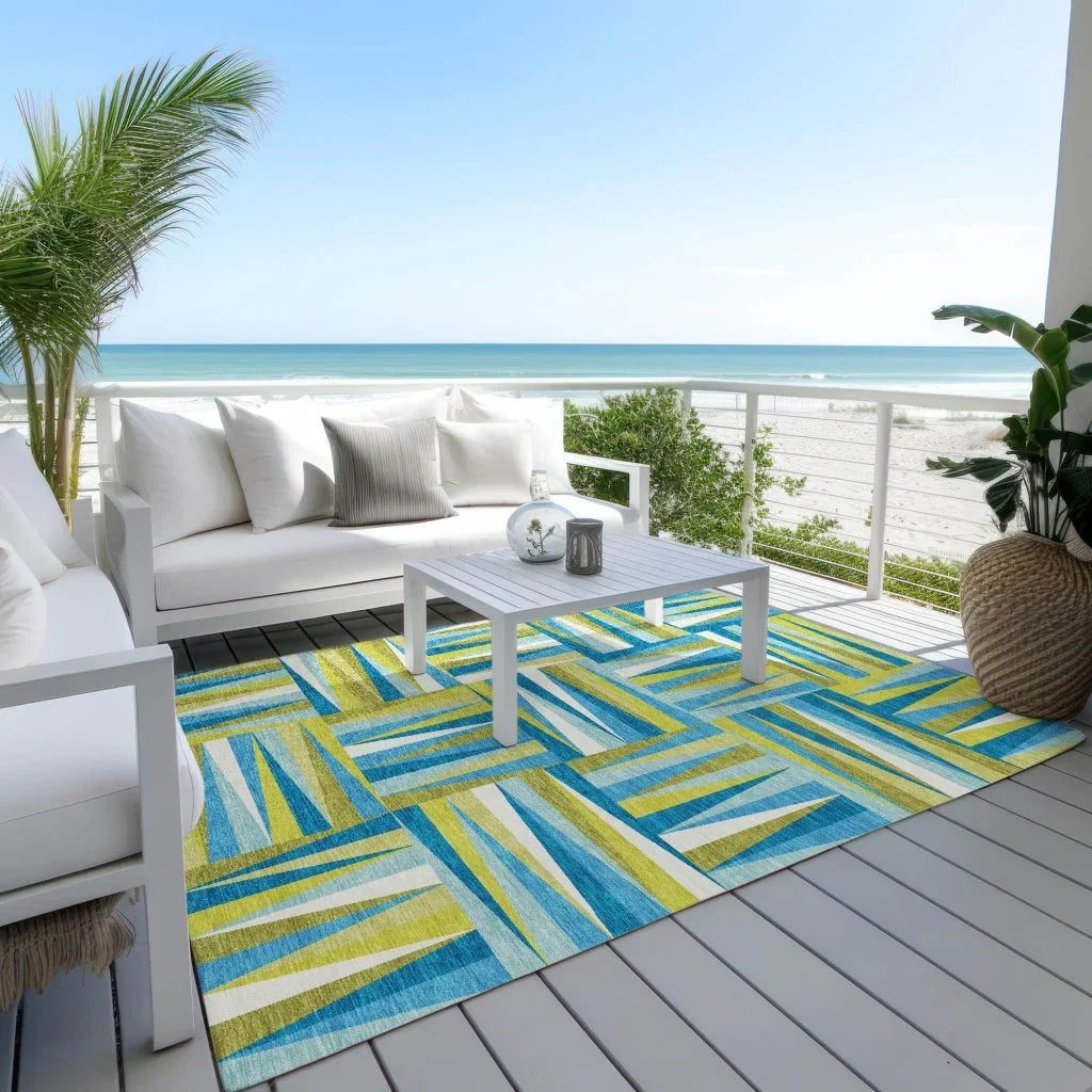Azura Teal Washable Indoor-Outdoor Rug-Outdoor Rugs-LOOMLAN Rugs-LOOMLAN