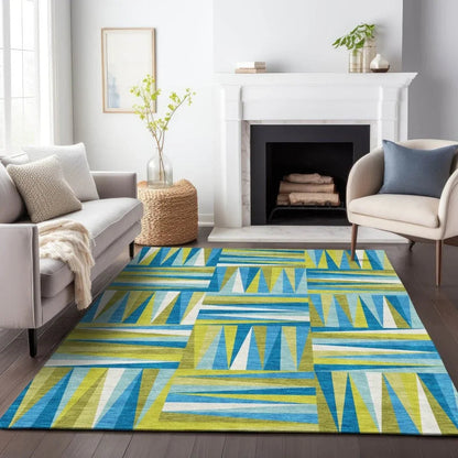 Azura Teal Washable Indoor-Outdoor Rug-Outdoor Rugs-LOOMLAN Rugs-LOOMLAN