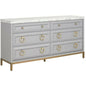Azure Carrera 6 - Drawer Double Dresser Gray White Marble - LOOMLAN - Essentials For Living - Dressers