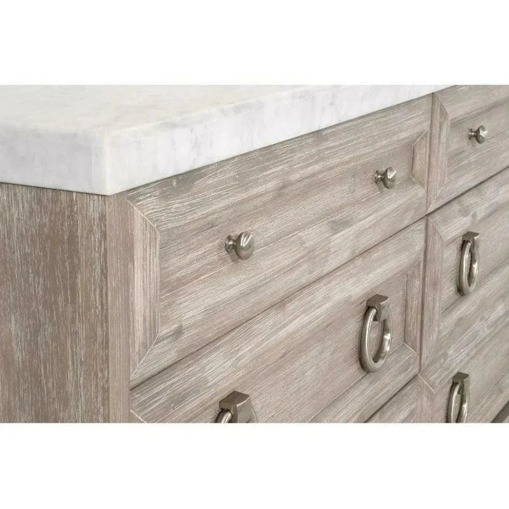 Azure Carrera 6 - Drawer Double Dresser White Marble - LOOMLAN - Essentials For Living - Dressers