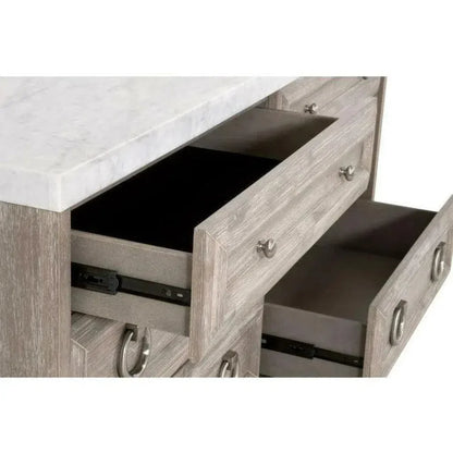 Azure Carrera 6 - Drawer Double Dresser White Marble - LOOMLAN - Essentials For Living - Dressers