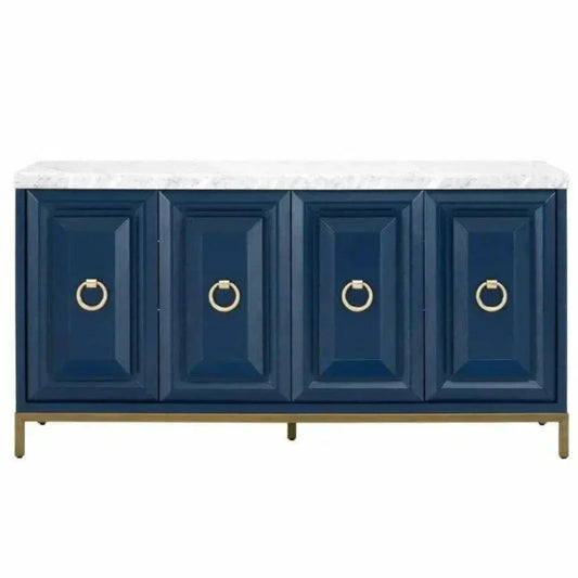 Azure Carrera Sideboard White Marble Navy - LOOMLAN - Essentials For Living - Sideboards