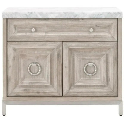 Azure Natural Grey Accent Cabinet White Carrera Marble - LOOMLAN - Essentials For Living - Accent Cabinets