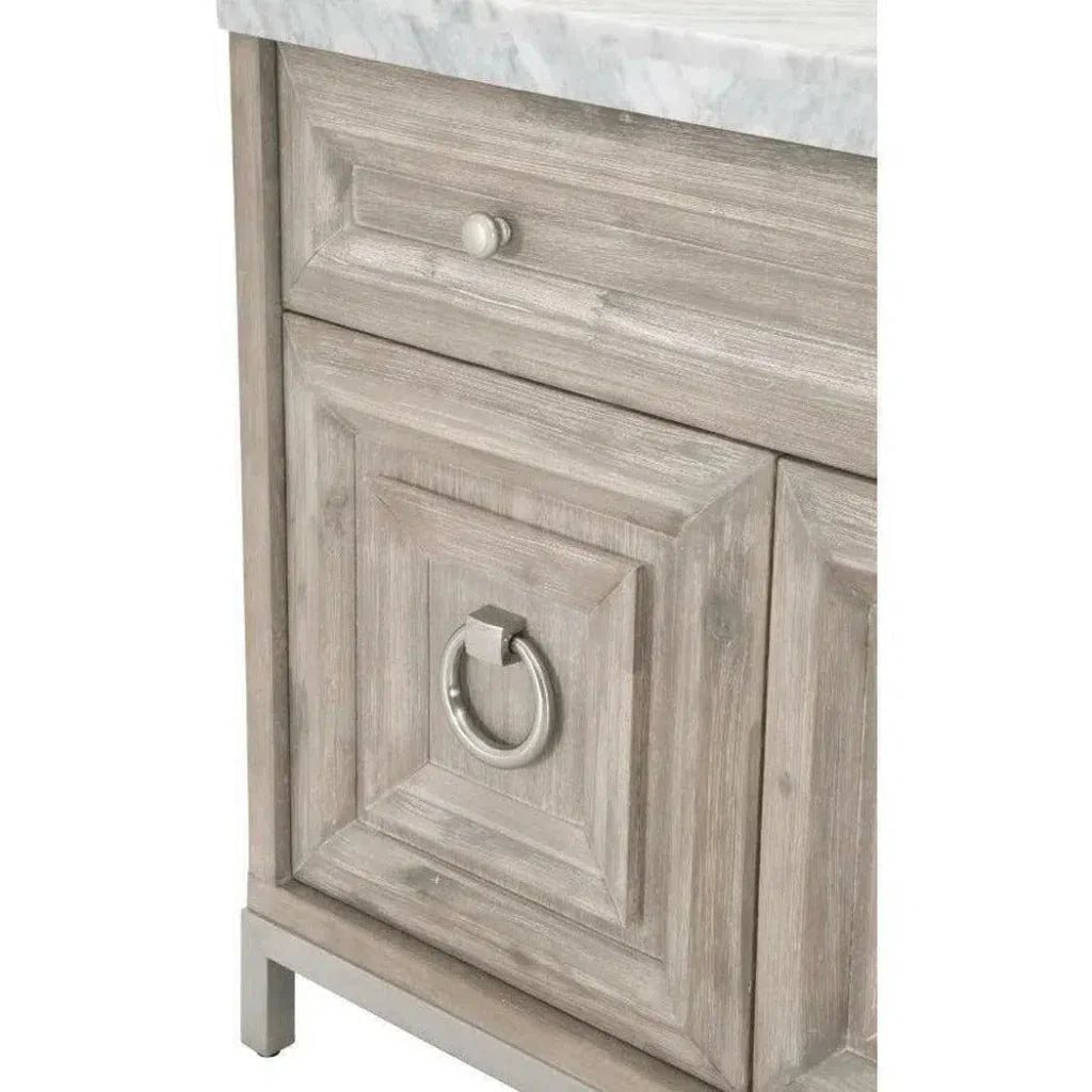 Azure Natural Grey Accent Cabinet White Carrera Marble - LOOMLAN - Essentials For Living - Accent Cabinets
