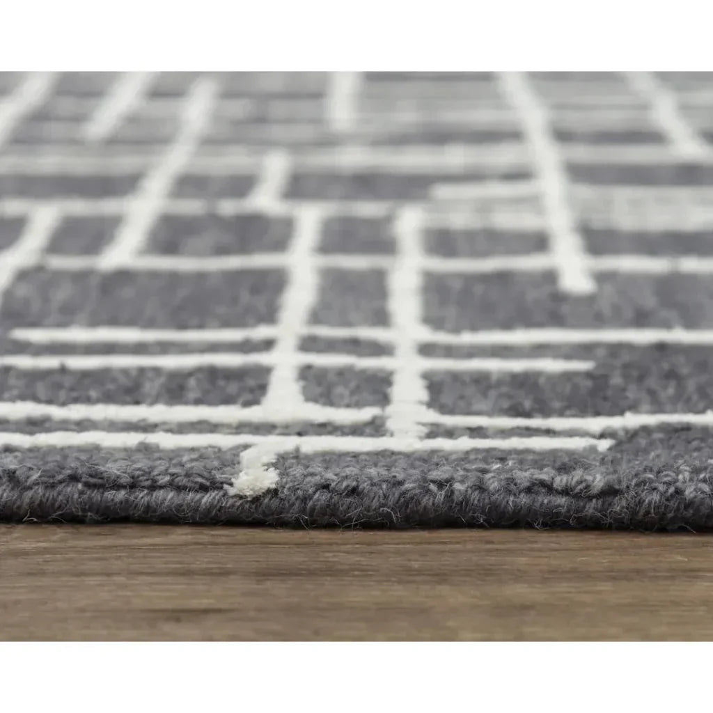 Baab Geometric Charcoal Area Rugs For Living Room - LOOMLAN - LOOMLAN - Area Rugs