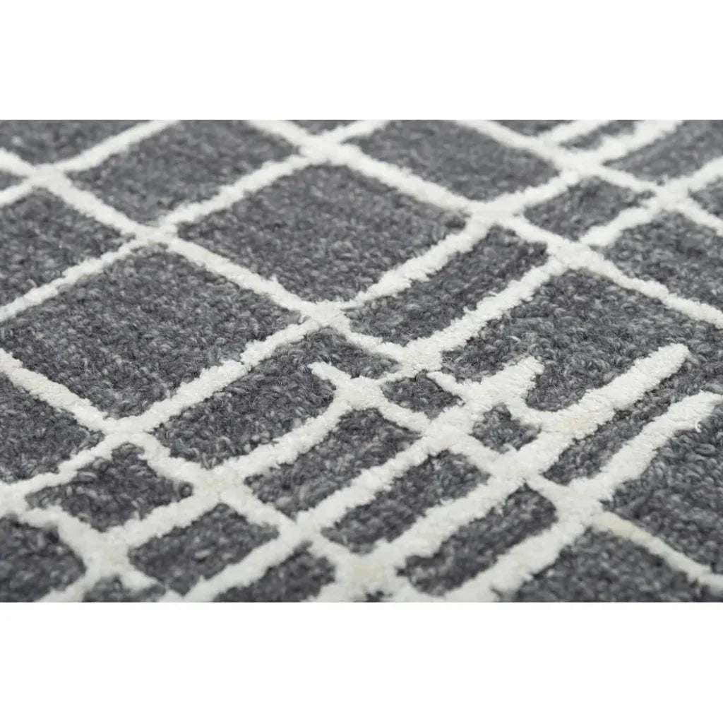 Baab Geometric Charcoal Area Rugs For Living Room - LOOMLAN - LOOMLAN - Area Rugs