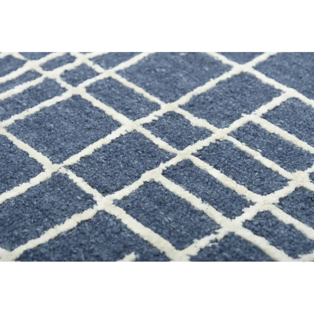Baar Geometric Blue Area Rugs For Living Room - LOOMLAN - LOOMLAN - Area Rugs