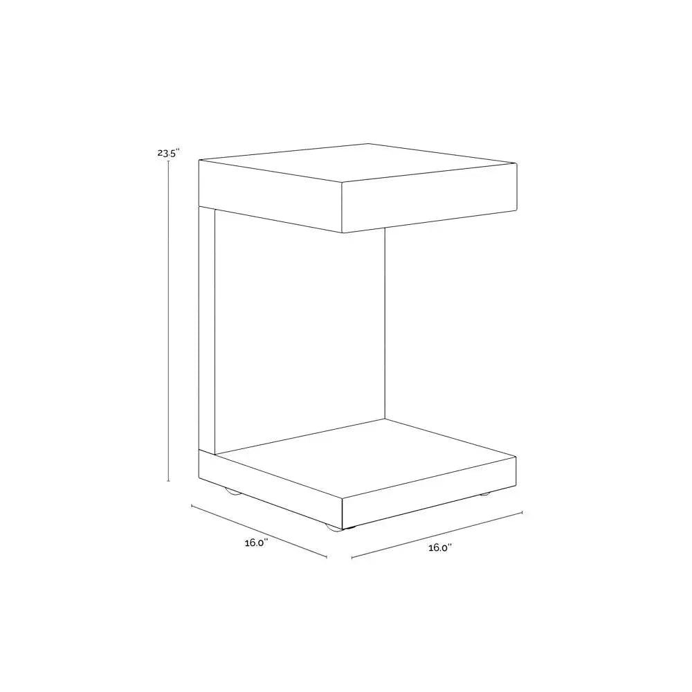 Bachelor End Table High Gloss White Hidden Drawer - LOOMLAN - SUNPAN - Side Tables