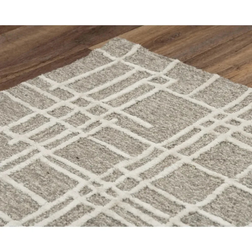 Back Geometric Taupe Area Rugs For Living Room - LOOMLAN - LOOMLAN - Area Rugs