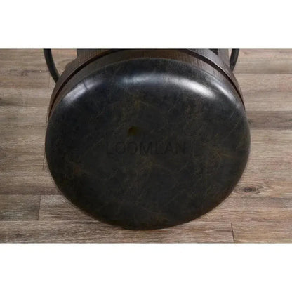 Backless Swivel Barstool Black Leather Seat 30"H - LOOMLAN - Sunny D - Bar Stools