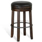Backless Swivel Barstool Black Leather Seat 30"H - LOOMLAN - Sunny D - Bar Stools