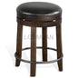 Backless Swivel Counter Stool Black Leather Seat 24"H - LOOMLAN - Sunny D - Counter Stools