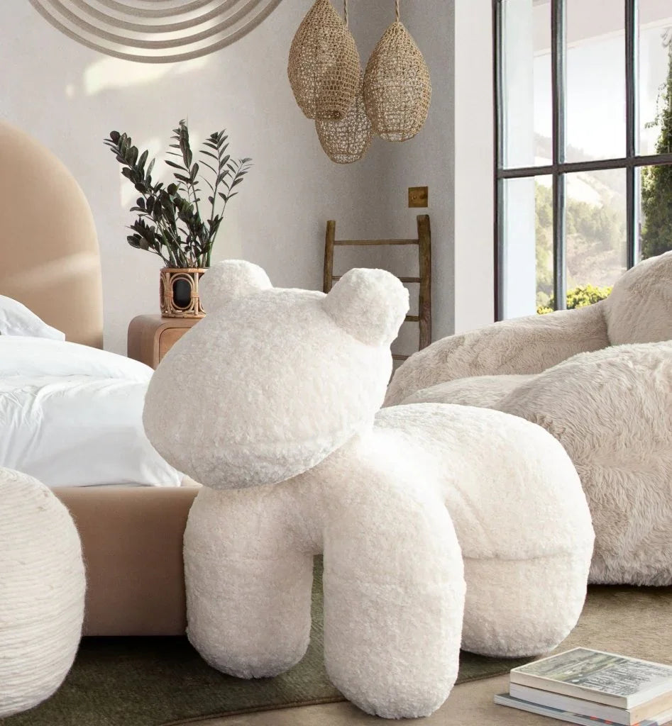 Bailey Animal Designed Cream Faux Bedroom Bench - LOOMLAN - Diamond Sofa - Bedroom Benches