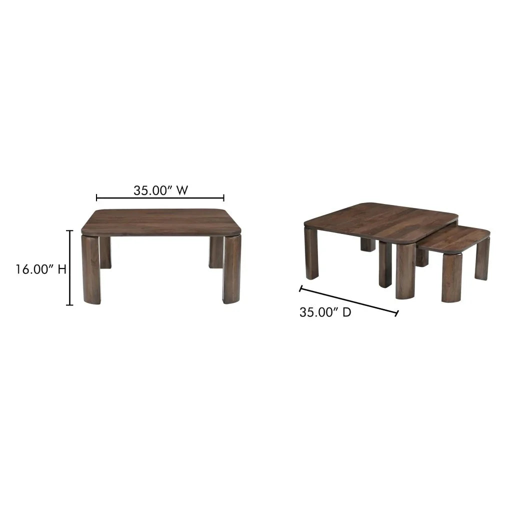 Bailey Deep Brown Mango Wood Nesting Coffee Table - LOOMLAN - Moe's Home - Coffee Tables