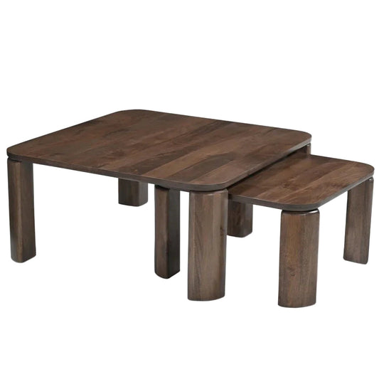 Bailey Deep Brown Mango Wood Nesting Coffee Table - LOOMLAN - Moe's Home - Coffee Tables
