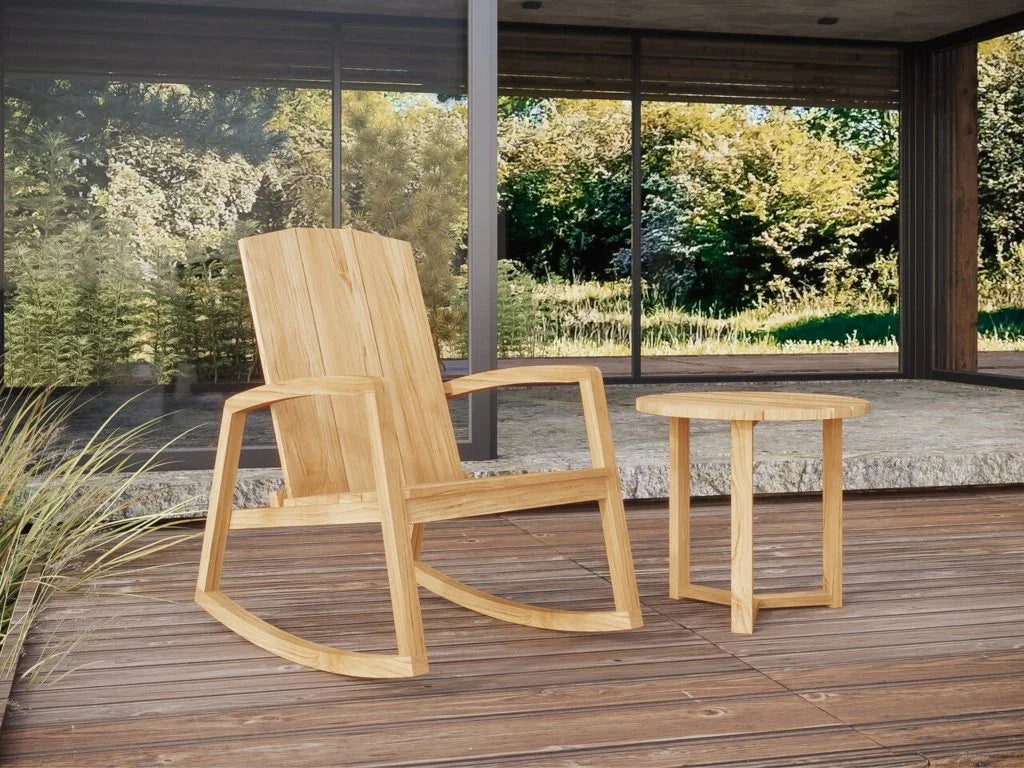 Bainbridge Teak Patio Rocking Armchair-Outdoor Accent Chairs-HiTeak-LOOMLAN