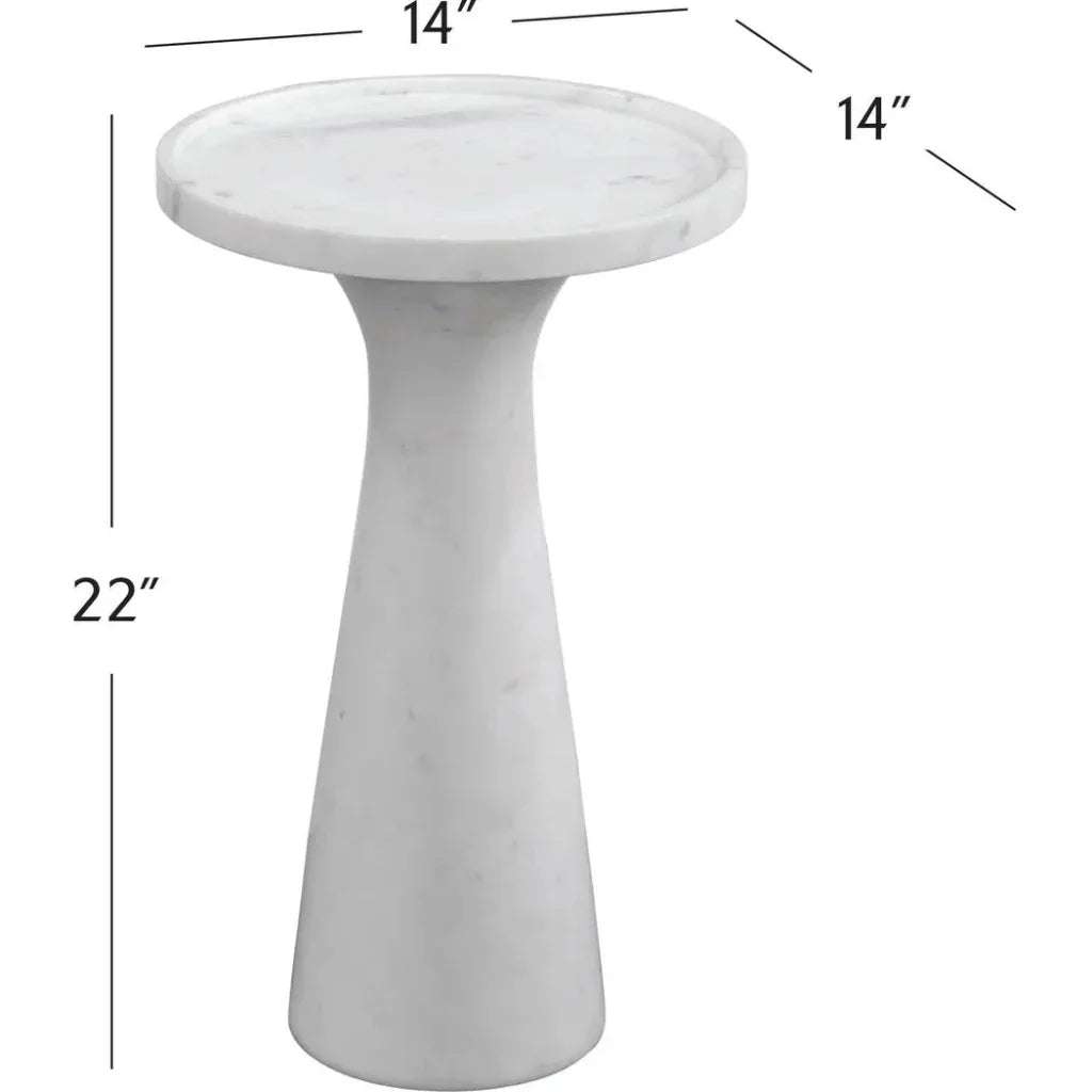 Baird White Marble Round Accent Table - LOOMLAN - Bassett Mirror - Side Tables