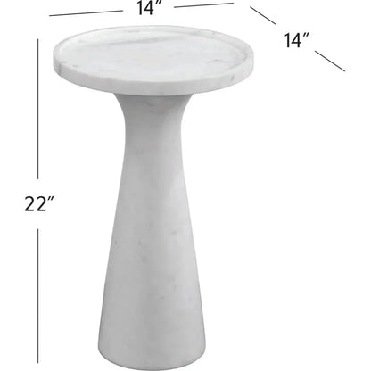 Baird White Marble Round Accent Table - LOOMLAN - Bassett Mirror - Side Tables