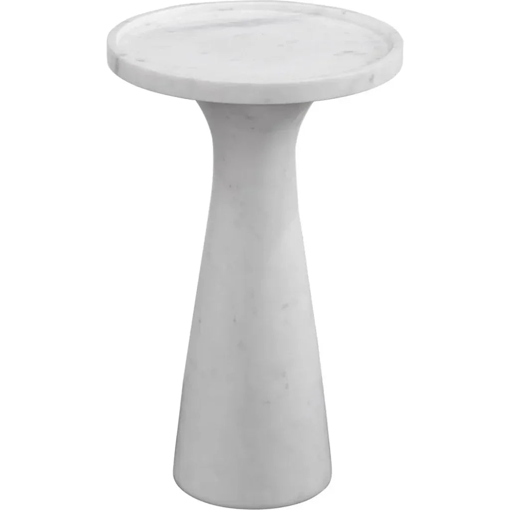 Baird White Marble Round Accent Table - LOOMLAN - Bassett Mirror - Side Tables