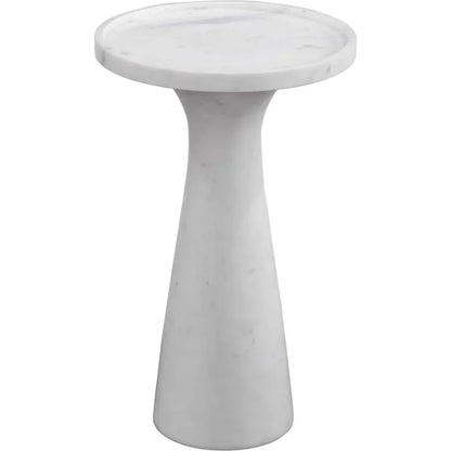 Baird White Marble Round Accent Table - LOOMLAN - Bassett Mirror - Side Tables