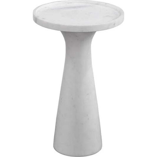 Baird White Marble Round Accent Table - LOOMLAN - Bassett Mirror - Side Tables