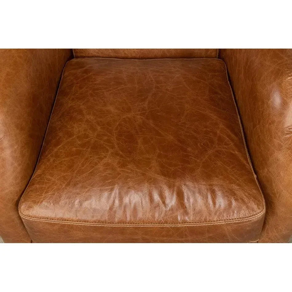 Baker Brown Leather Club Arm Chair - LOOMLAN - Sarreid - Club Chairs