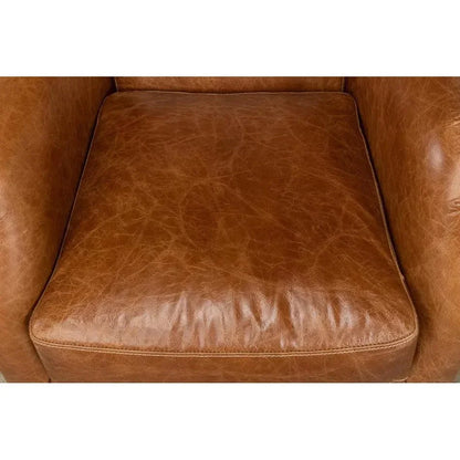 Baker Brown Leather Club Arm Chair - LOOMLAN - Sarreid - Club Chairs