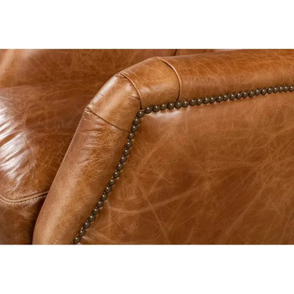 Baker Brown Leather Club Arm Chair - LOOMLAN - Sarreid - Club Chairs