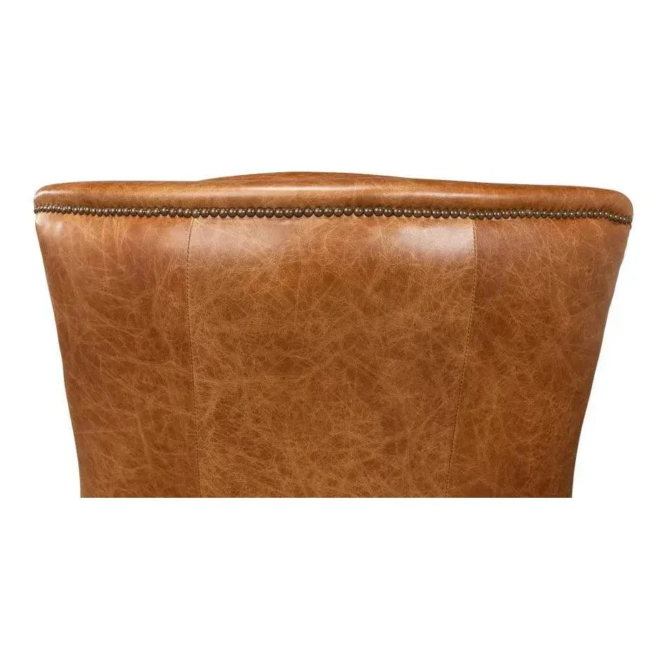 Baker Brown Leather Club Arm Chair - LOOMLAN - Sarreid - Club Chairs