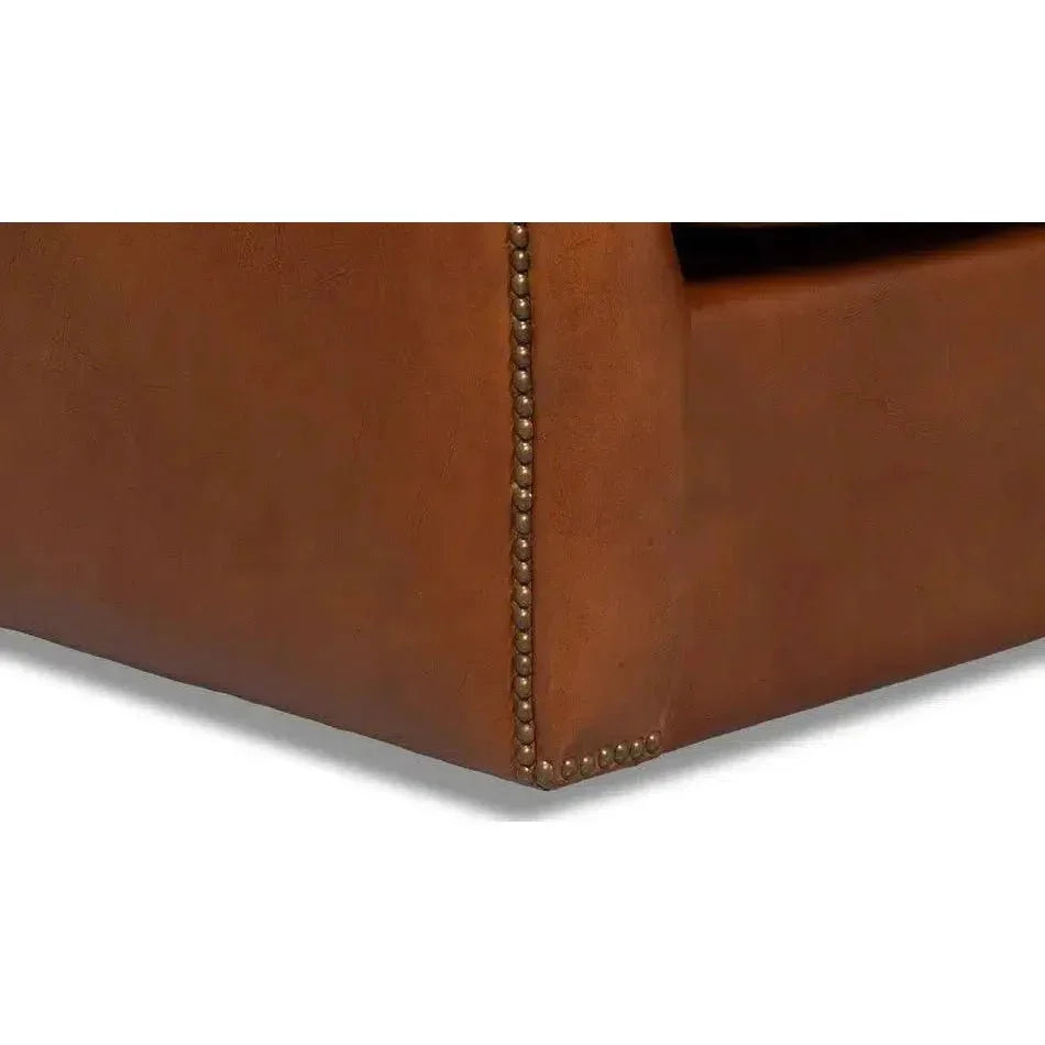 Baker Brown Leather Swivel Chair Havana Leather - LOOMLAN - Sarreid - Club Chairs