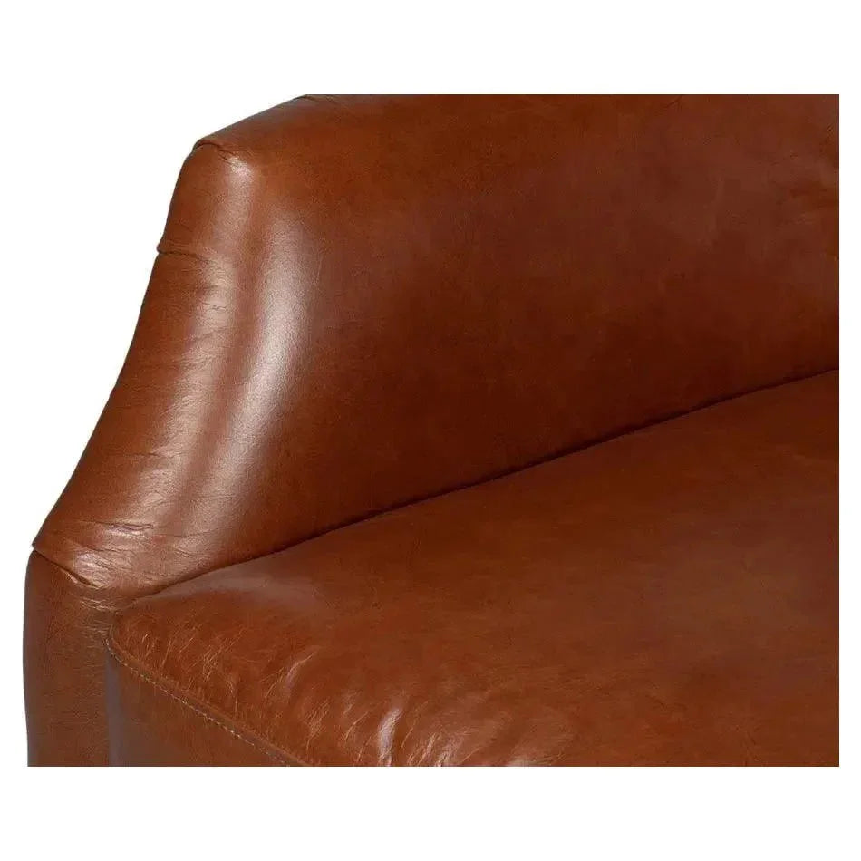 Baker Brown Leather Swivel Chair Havana Leather - LOOMLAN - Sarreid - Club Chairs
