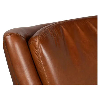 Baker Brown Leather Swivel Chair Havana Leather - LOOMLAN - Sarreid - Club Chairs