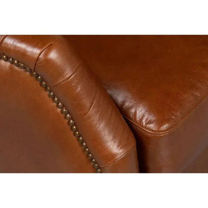 Baker Brown Leather Swivel Chair Havana Leather - LOOMLAN - Sarreid - Club Chairs