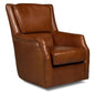 Baker Brown Leather Swivel Chair Havana Leather - LOOMLAN - Sarreid - Club Chairs