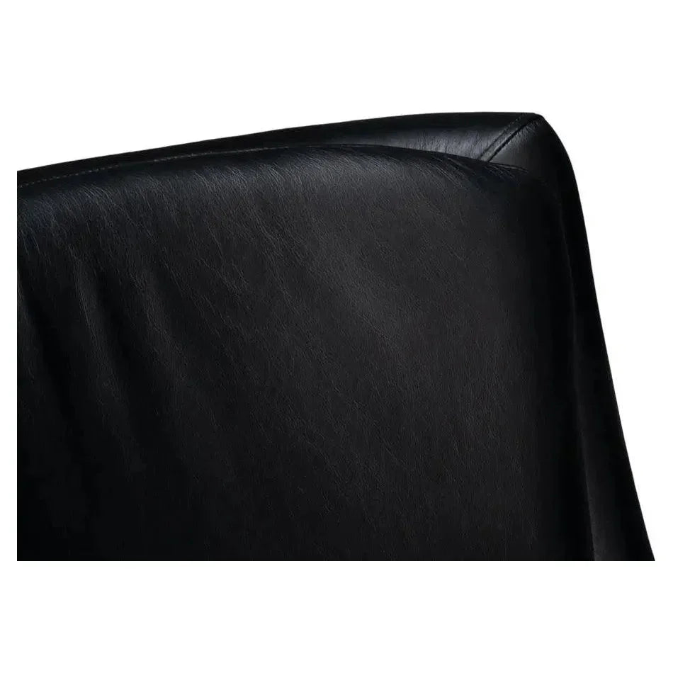 BakerWood and Leather Black Swivel Arm Chair - LOOMLAN - Sarreid - Club Chairs