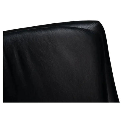 BakerWood and Leather Black Swivel Arm Chair - LOOMLAN - Sarreid - Club Chairs