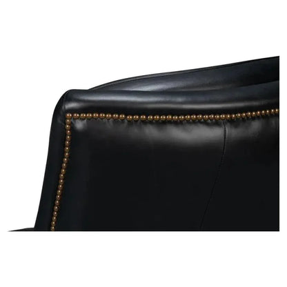 BakerWood and Leather Black Swivel Arm Chair - LOOMLAN - Sarreid - Club Chairs