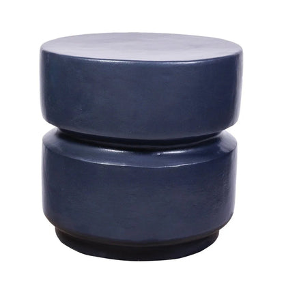 Balance Ceramic Round Patio Stool-Garden Stools-Seasonal Living-Indigo Semi-Gloss-LOOMLAN