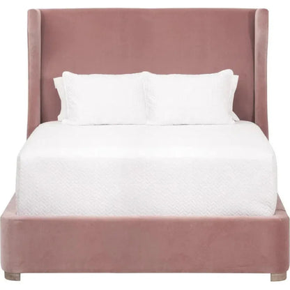 Balboa Light Pink Velvet Bed Frame - LOOMLAN - Essentials For Living - Beds