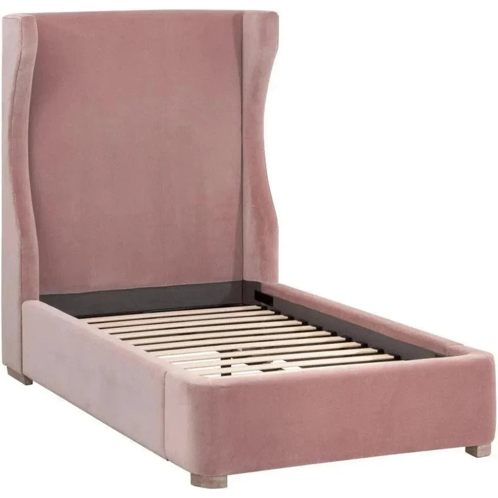 Balboa Light Pink Velvet Bed Frame - LOOMLAN - Essentials For Living - Beds