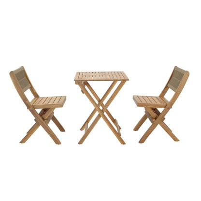 Balcony Wooden Foldable Outdoor Bistro Set-Outdoor Bistro Sets-LH Imports-LOOMLAN