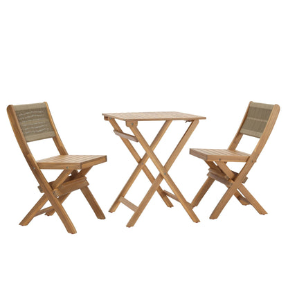 Balcony Wooden Foldable Outdoor Bistro Set-Outdoor Bistro Sets-LH Imports-LOOMLAN